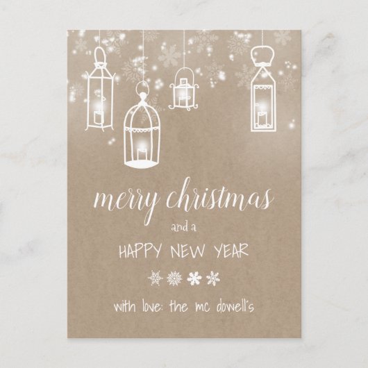 winter voor kerstlantaarns aankondigingskaart (Voorkant)