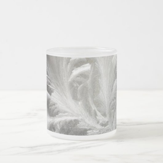 Winter vorst grijs witte kristallen matglas koffiemok (Center)