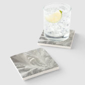 Winter vorst ijskristal grijs wit elegant stenen onderzetter (Zijkant)