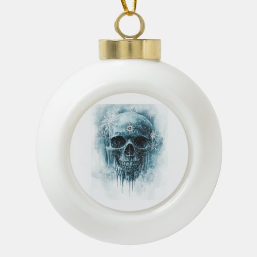 Winter Vorst Schedel Keramische Bal Ornament (Voorkant)