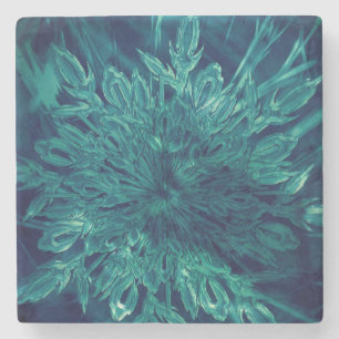 Winter vorst sneeuwvlok turquoise blauwe elegante stenen onderzetter