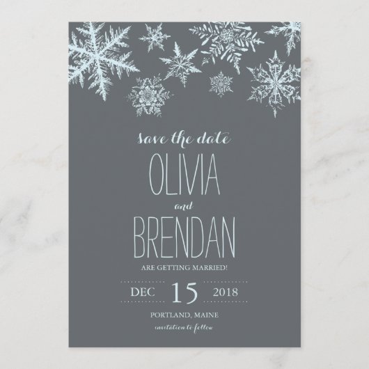 Winter Vorst Sneeuwvlokken | Bewaar de datum Save The Date (Voorkant)