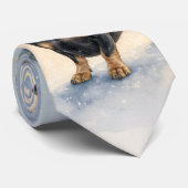 Winter Vorst Waterverf Dachshund Stropdas (Opgerold)