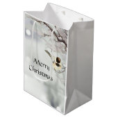 Winter Vorstige Boom Mees Vogel Kerstmis Medium Cadeauzakje (Voorkant Gekanteld)