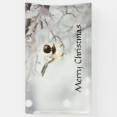Winter Vorstige Boom Mees Vogel Op Maat Spandoek (Verticaal)