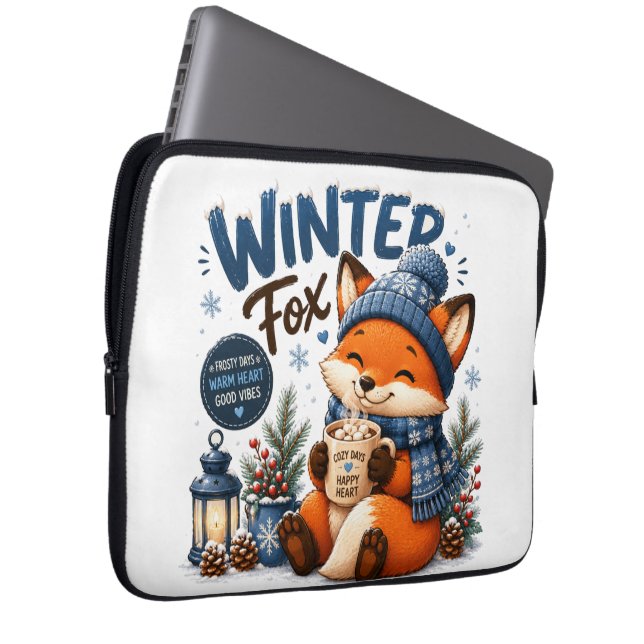 Winter Vos Cute Dieren Laptop Hoes (Voorkant Rechts)