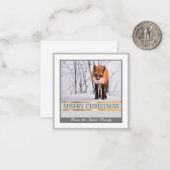 Winter Vos Familie Kerstkaart Notitiekaartje (Voorkant / Achterkant in situ)