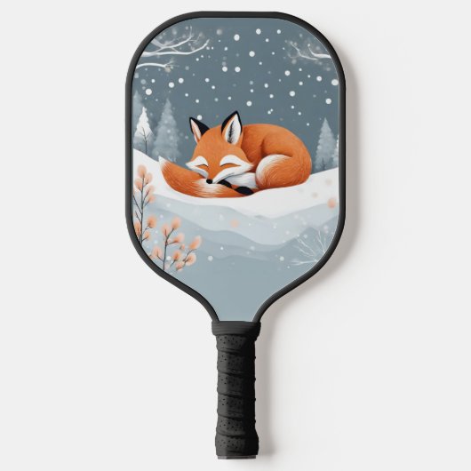 Winter Vos In Sneeuw Wildlife Schattig Dier Custom Pickleball Paddle (Voorkant)