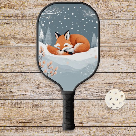 Winter Vos In Sneeuw Wildlife Schattig Dier Custom Pickleball Paddle