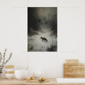 Winter Vos Kunst Afdrukbare Droevige Bosdier Poster (Keuken)