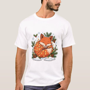 Winter Vos Slingerlichten Kerst Kunst T-shirt