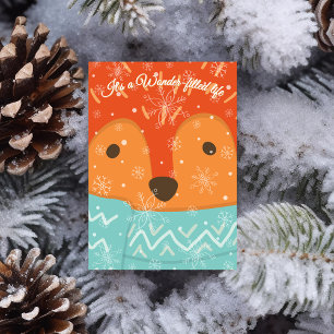 Winter Vos Wonderbaarlijk Leven Grappige Kerstmis Feestdagenkaart
