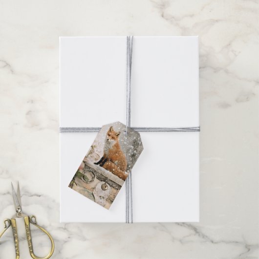 Winter VosCadeaubonnetje Cadeaulabel (Met Touw)