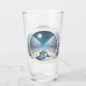 Winter Vossen bij Maanverlichte Besneeuwde Rivier Glas (Achterkant)