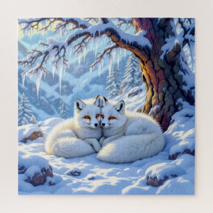 Winter Vossen op een Besneeuwde Winterdag Legpuzzel