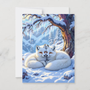Winter Vossen op een Besneeuwde Winterdag Pretti Briefkaart