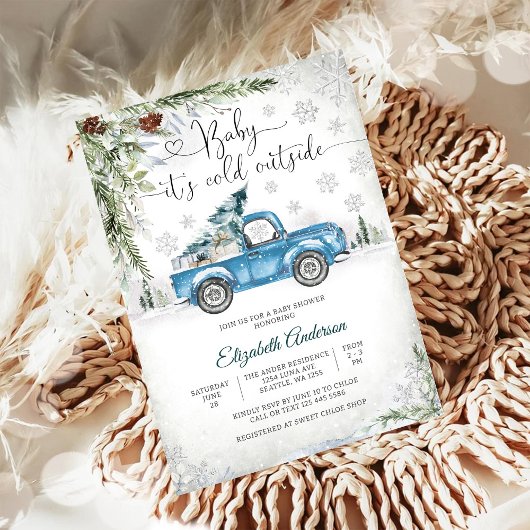 Winter vrachtwagen baby shower uitnodiging