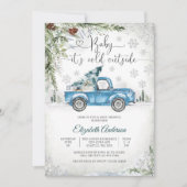 Winter vrachtwagen baby shower uitnodiging (Voorkant)