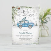 Winter vrachtwagen baby shower uitnodiging (Staand voorkant)