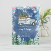 Winter vrachtwagen dier sneeuwvlokken geslacht ont kaart (Staand voorkant)