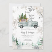 Winter Vrachtwagen Dier Wit Bloemen Geslacht Onthu Kaart (Voorkant)