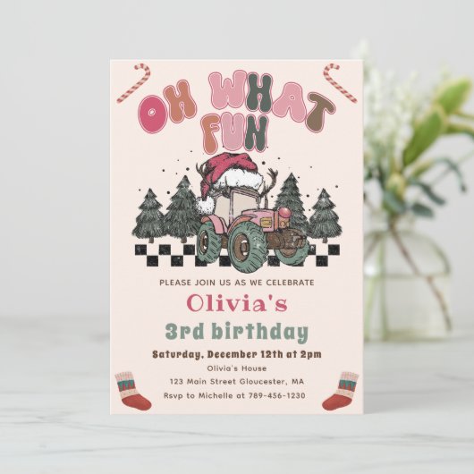 Winter Vrachtwagen Kerstmis Verjaardagsfeest Kaart (Staand voorkant)