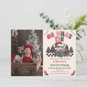 Winter Vrachtwagen Kerstmis Verjaardagsfeestfoto Kaart (Staand voorkant)