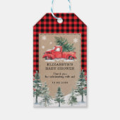 Winter Vrachtwagen Kerstvakantie Baby Dank u Cadeaulabel (Voorkant)