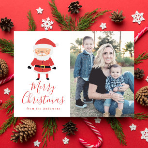 Winter Vrienden Kerstman Vakantie Fotokaart Feestdagenkaart