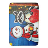 Winter Vrienden: Sneeuwman & Wasbeer Joy Design  Badmat (Voorkant Verticaal)