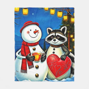 Winter Vrienden: Sneeuwman & Wasbeer Joy Design Fleece Deken