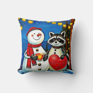 Winter Vrienden: Sneeuwman & Wasbeer Joy Design Kussen