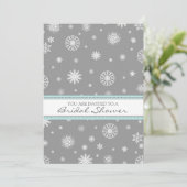 Winter Vrijgezellenfeest Aqua Gray Snowflakes Kaart (Staand voorkant)
