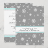 Winter Vrijgezellenfeest Aqua Gray Snowflakes Kaart (Voorkant / Achterkant)