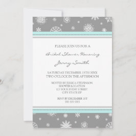 Winter Vrijgezellenfeest Aqua Gray Snowflakes Kaart
