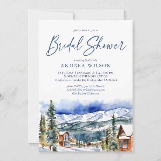 Winter vrijgezellenfeest besneeuwd bergdorp kaart (Voorkant)