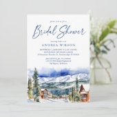 Winter vrijgezellenfeest besneeuwd bergdorp kaart (Staand voorkant)