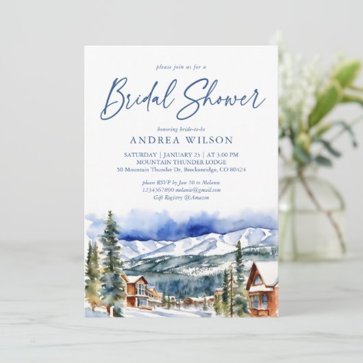 Winter vrijgezellenfeest besneeuwd bergdorp kaart (Staand voorkant)