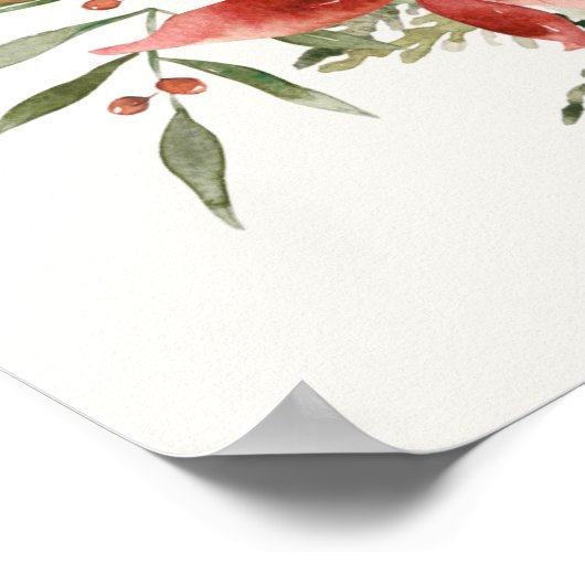 Winter Vrijgezellenfeest Evergreen Poinsettia Welk Poster (Hoek)