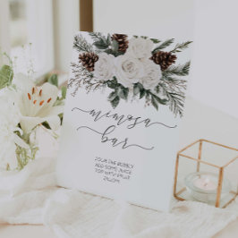 Winter Vrijgezellenfeest Mimosa Bar Reclamebord Met Voetstuk