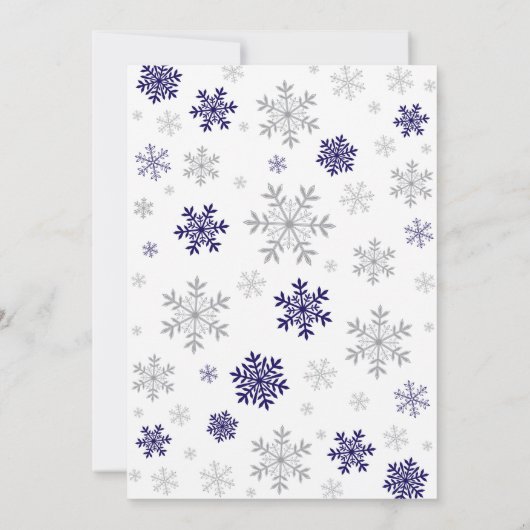 Winter Vrijgezellenfeest Navy Blue Snowflake Kaart (Achterkant)