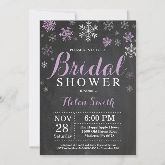 Winter Vrijgezellenfeest Paarse en witte sneeuwvlo Kaart (Voorkant)