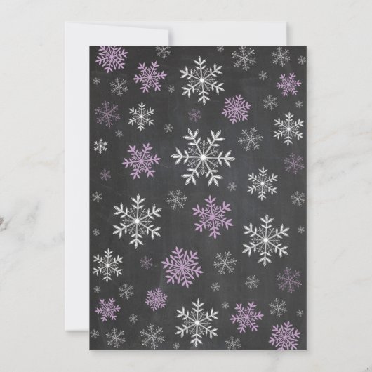 Winter Vrijgezellenfeest Paarse en witte sneeuwvlo Kaart (Achterkant)
