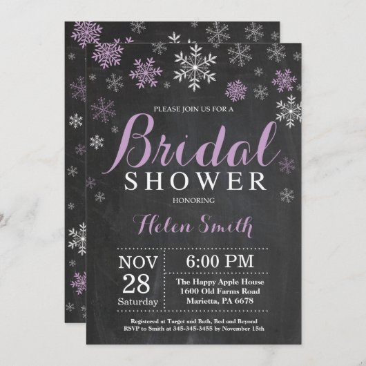 Winter Vrijgezellenfeest Paarse en witte sneeuwvlo Kaart (Voorkant / Achterkant)