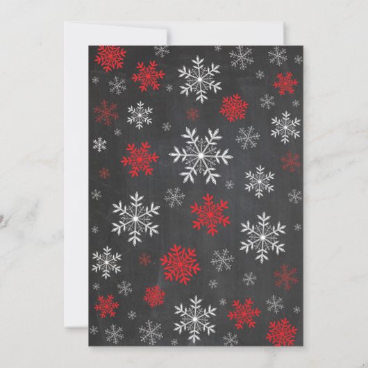 Winter Vrijgezellenfeest Rood en witte sneeuwvlok Kaart (Achterkant)