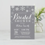 Winter Vrijgezellenfeest Snowflake Invitation Grey Kaart (Staand voorkant)