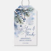 Winter vrijgezellenfeest waterverf besneeuwde denn cadeaulabel (Voorkant)