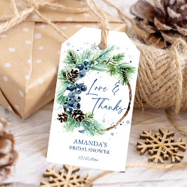 Winter vrijgezellenfeest waterverf dennen krans gu cadeaulabel