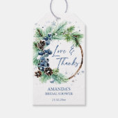 Winter vrijgezellenfeest waterverf dennen krans gu cadeaulabel (Voorkant)