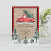 Winter Vrolijk Kerstfeest  Rode Truck Kaart (Staand voorkant)